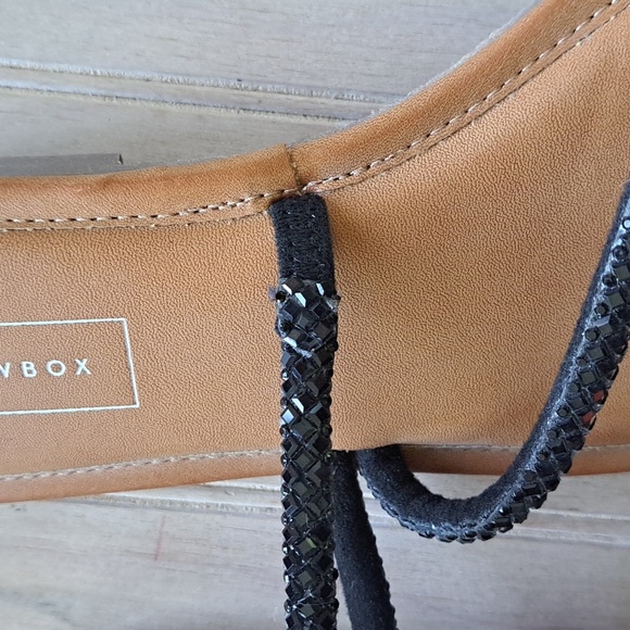 Yellow Box Darian Black Rhinestone Embellished Square Toe Flat Sandals - Picture 9 of 9